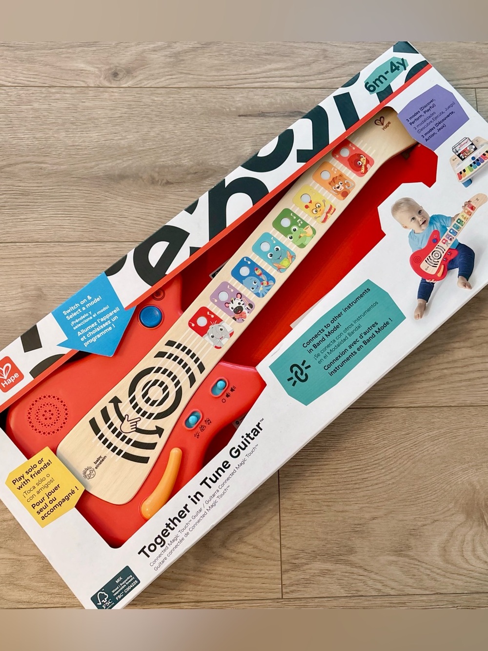 Baby Einstein Together In Tune Guitar Safe Wireless Wooden Musical Toy, 6M-4Y